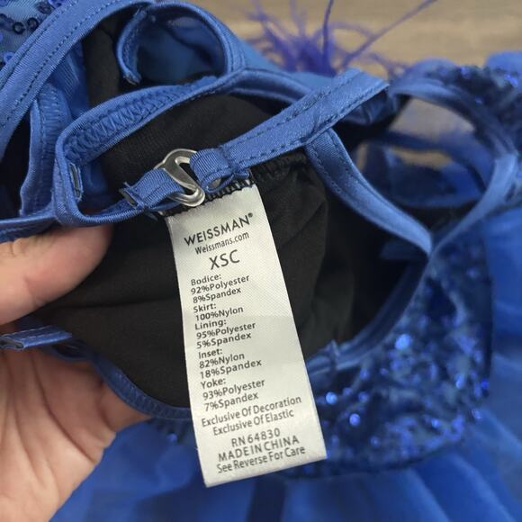 Weissman Royal Blue Skirted Feathers Dance Recital Costume Child Medium CM - Picture 6 of 7